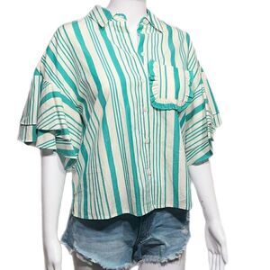 Retro Striped Button Down Shirt NWOT